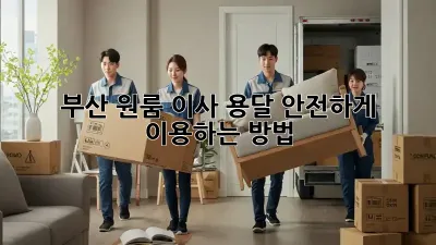 부산 원룸 이사, 용달 안전하게 이용하는 방법